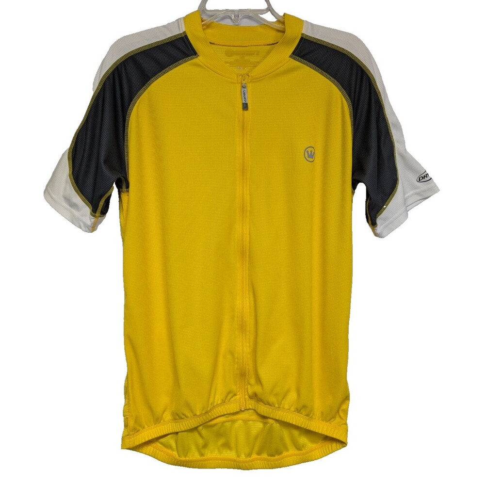 Canari Mens Cycling Jersey Large Yellow Full Zip Short Sleeve